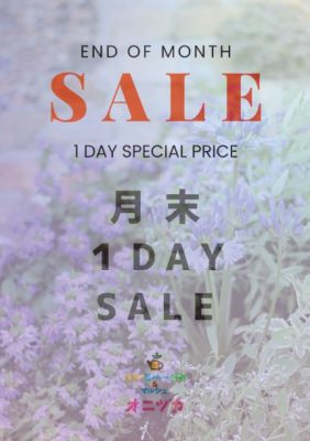 月末ワンデイSALE